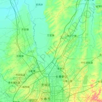 Mapa topográfico Kuancheng District, altitud, relieve