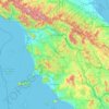 Mapa topográfico Toscane, altitud, relieve