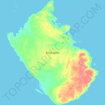 Mapa topográfico Brock Island, altitud, relieve