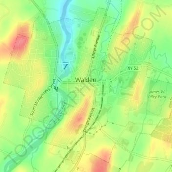 Mapa topográfico Village of Walden, altitud, relieve