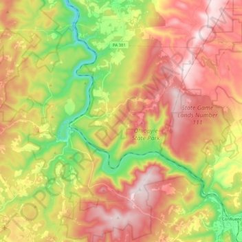 Mapa topográfico Stewart Township, altitud, relieve