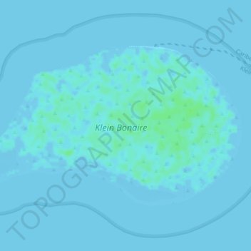 Mapa topográfico Klein Bonaire, altitud, relieve