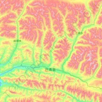 Mapa topográfico 拉西镇, altitud, relieve