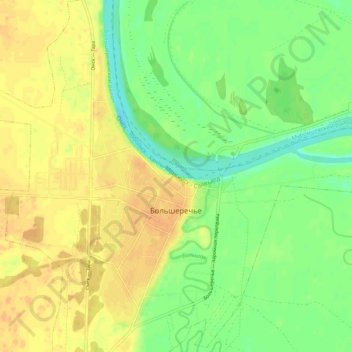 Mapa topográfico Большеречье, altitud, relieve