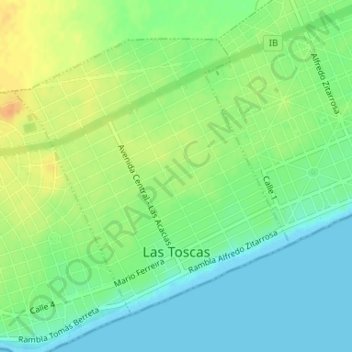 Mapa topográfico Las Toscas, altitud, relieve