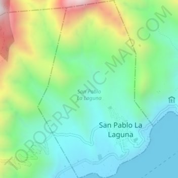 Mapa topográfico San Pablo La Laguna, altitud, relieve