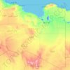 Mapa topográfico Libia, altitud, relieve