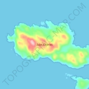 Mapa topográfico Islas Charles, altitud, relieve
