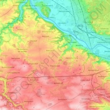 Mapa topográfico Klipphausen, altitud, relieve