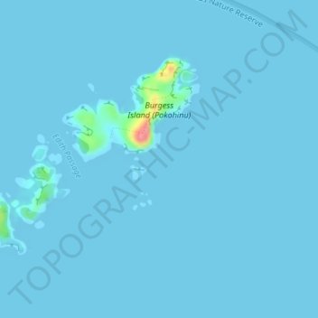 Mapa topográfico Mokohinau Islands, altitud, relieve