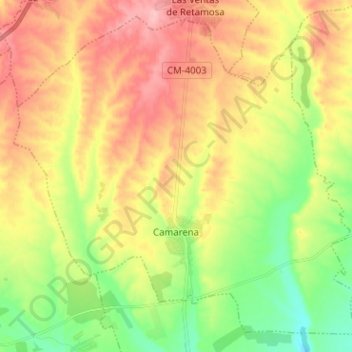 Mapa topográfico Camarena, altitud, relieve
