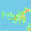 Mapa topográfico Waiheke Island, altitud, relieve