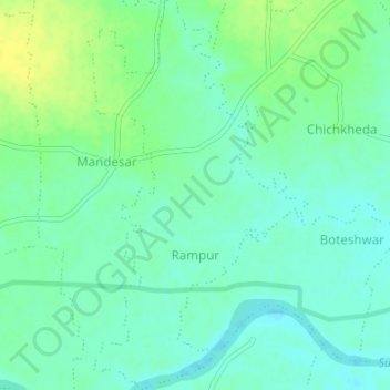 Mapa topográfico Rampur, altitud, relieve
