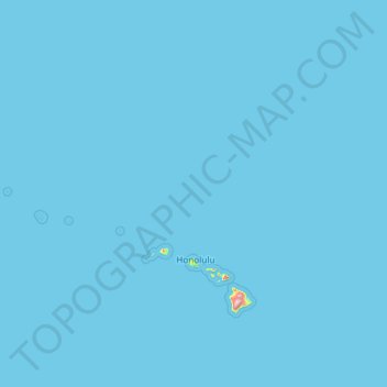 Mapa topográfico Honolulu County, altitud, relieve