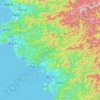 Mapa topográfico Tanabe, altitud, relieve
