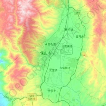 Mapa topográfico Hanzhuang, altitud, relieve