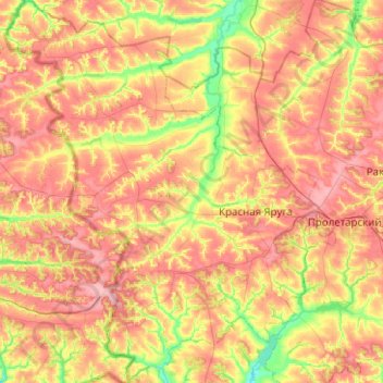 Mapa topográfico Краснояружский район, altitud, relieve