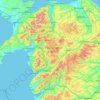 Mapa topográfico Gwynedd, altitud, relieve