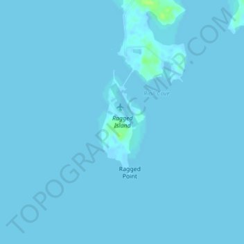 Mapa topográfico Ragged Island, altitud, relieve