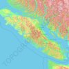 Mapa topográfico Isla de Vancouver, altitud, relieve