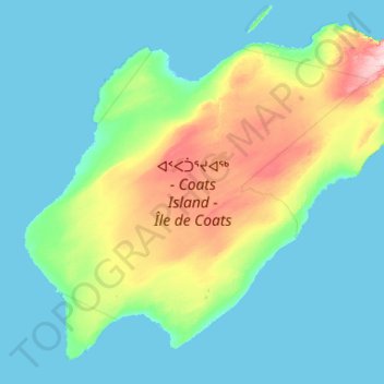 Mapa topográfico Coats Island, altitud, relieve