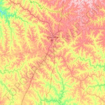 Mapa topográfico Cruz Alta, altitud, relieve