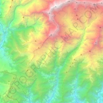 Mapa topográfico Ghandruk, altitud, relieve