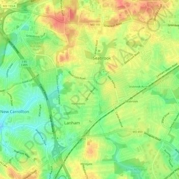 Mapa topográfico Seabrook, altitud, relieve