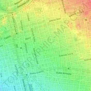 Mapa topográfico Barrio Italia, altitud, relieve