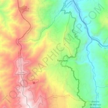 Mapa topográfico Tipacoque, altitud, relieve
