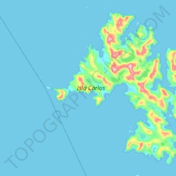 Mapa topográfico Isla Carlos, altitud, relieve