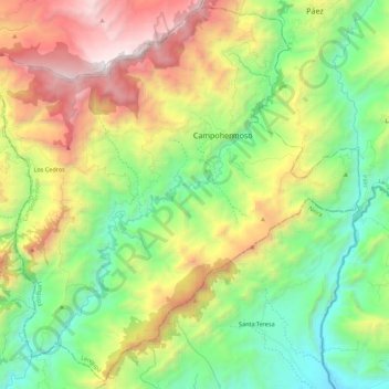Mapa topográfico Campohermoso, altitud, relieve