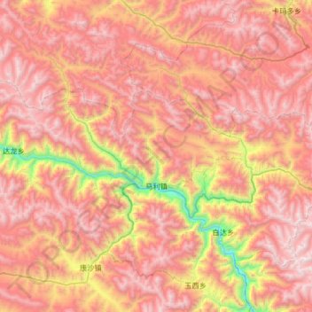Mapa topográfico Marri, altitud, relieve