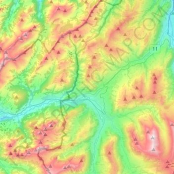Mapa topográfico Gessenay, altitud, relieve