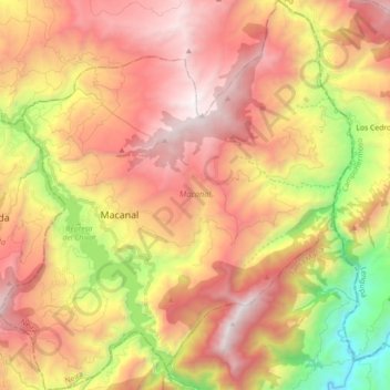 Mapa topográfico Macanal, altitud, relieve