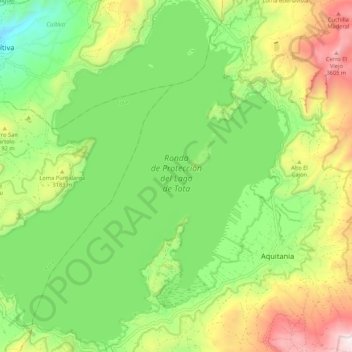 Mapa topográfico Laguna de Tota, altitud, relieve