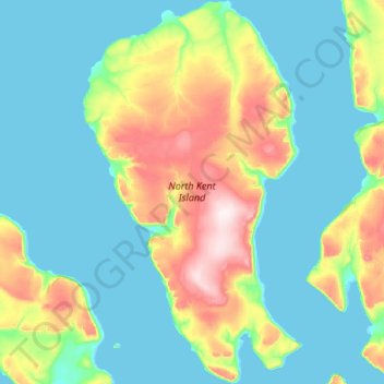 Mapa topográfico North Kent Island, altitud, relieve