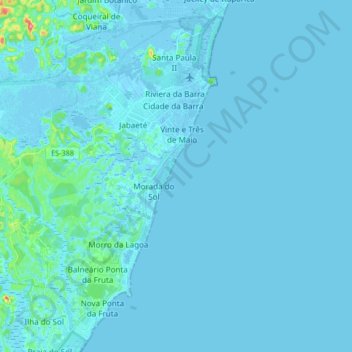 Mapa topográfico Jucu, altitud, relieve