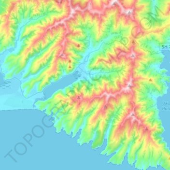 Mapa topográfico Little River, altitud, relieve