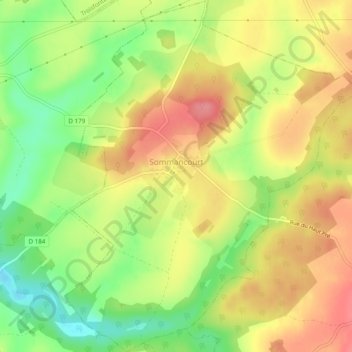 Mapa topográfico Sommancourt, altitud, relieve