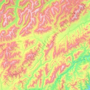 Mapa topográfico Acheron River (Malborough), altitud, relieve
