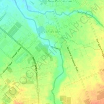Mapa topográfico Concepcion, altitud, relieve