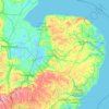 Mapa topográfico East Anglia, altitud, relieve