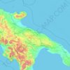 Mapa topográfico Puglia, altitud, relieve