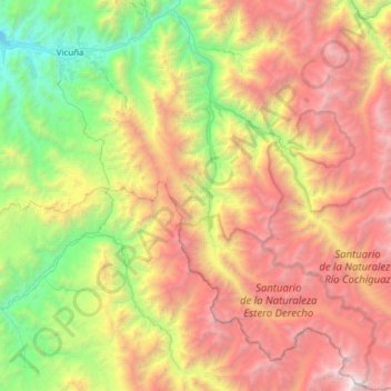 Mapa topográfico Paihuano, altitud, relieve