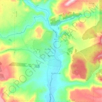 Mapa topográfico Aluminé, altitud, relieve