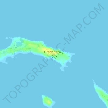 Mapa topográfico Great Stirrup Cay, altitud, relieve