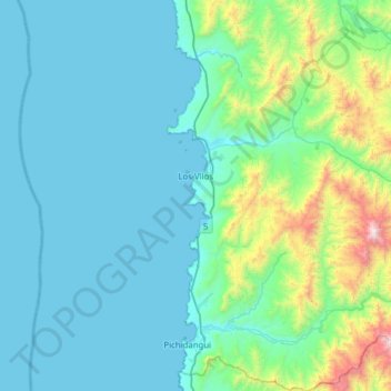 Mapa topográfico Los Vilos, altitud, relieve