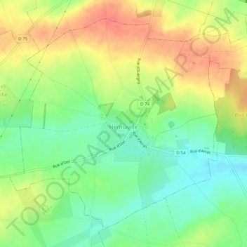 Mapa topográfico Hermaville, altitud, relieve