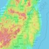 Mapa topográfico Préfecture de Fukushima, altitud, relieve